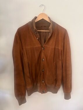 Vintage Italian Brown Suede Button-Front Jacket